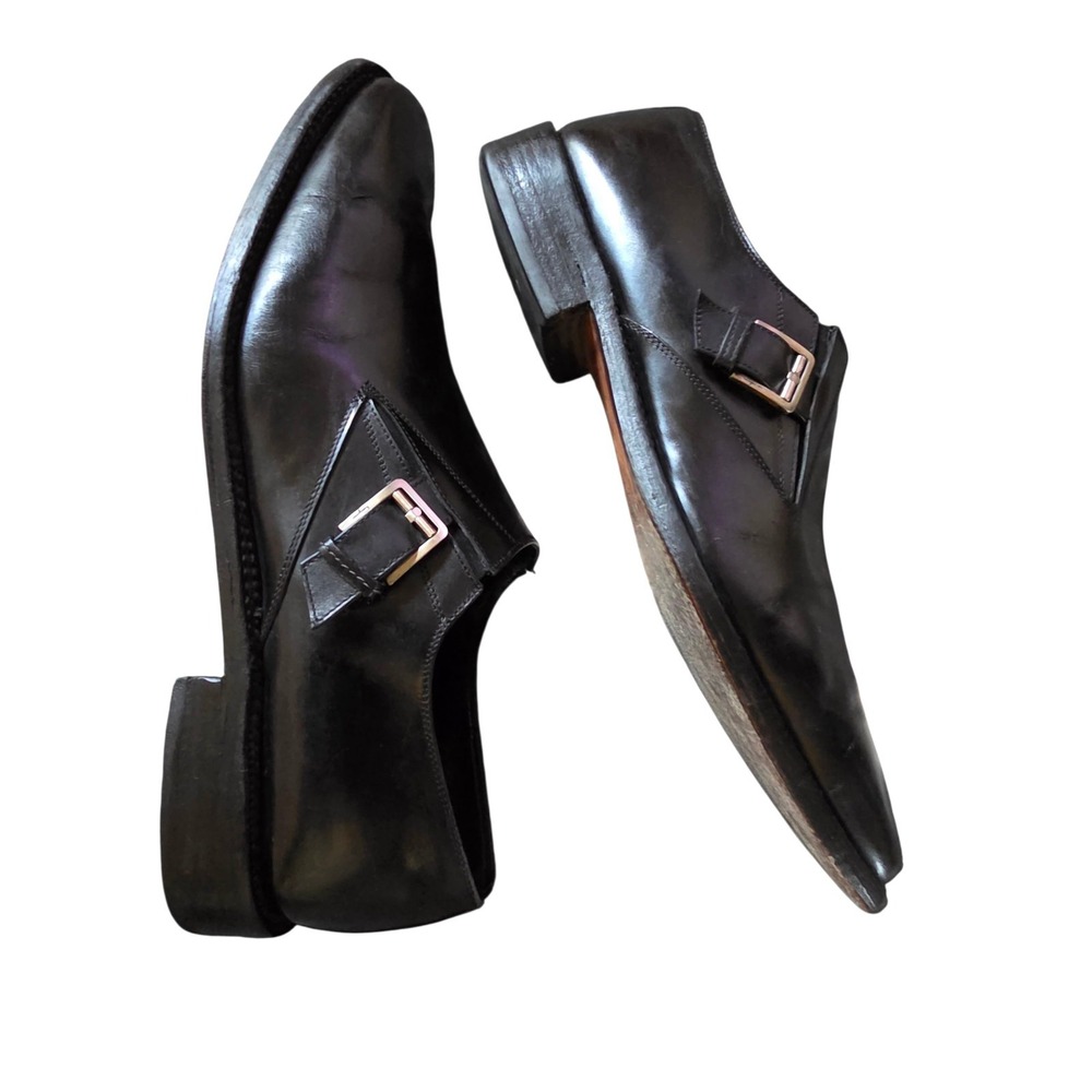 Salvatore Ferragamo Single Monk Strap Dress shoes Men's 12D Black - Picture 2 of 11